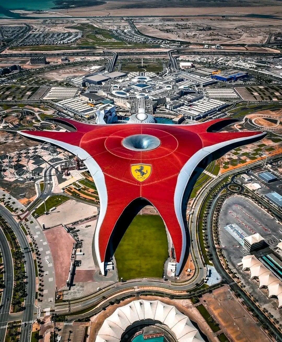 Ferrari World, Yas Island seen from the air
