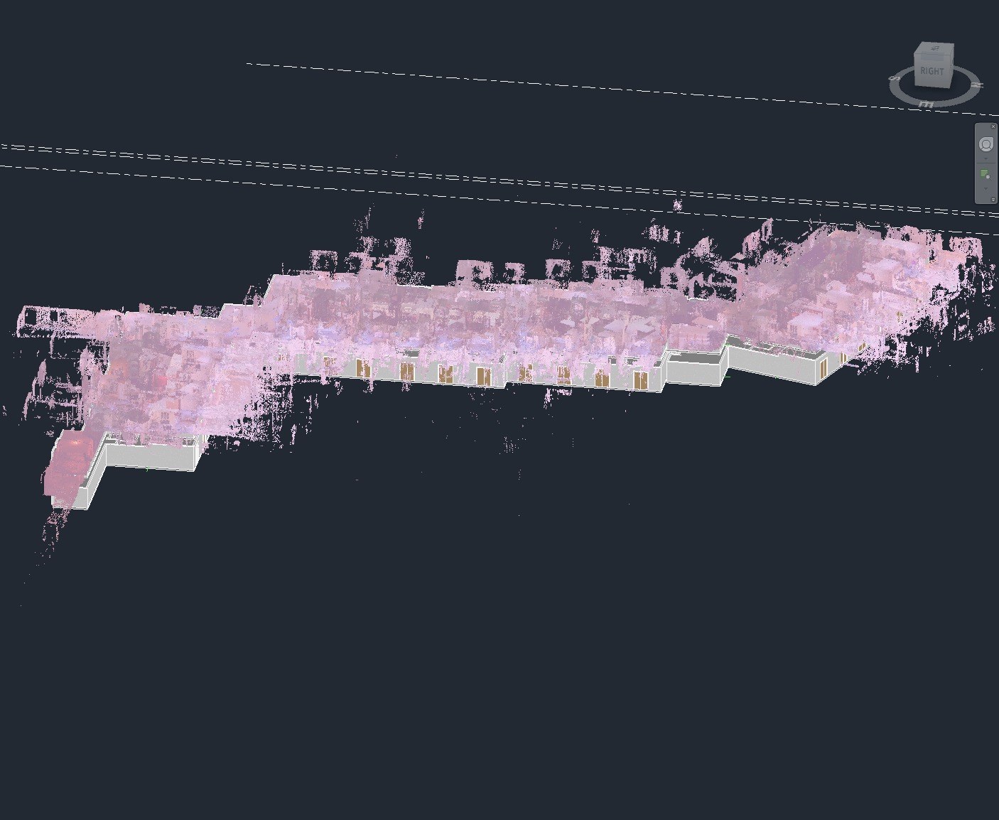 Point cloud loaded in Revit with the model built over it